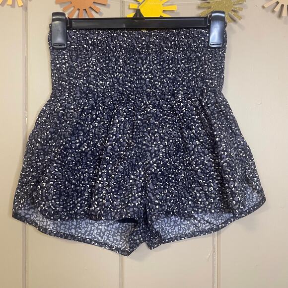Free People Pants - Free People The Way Home Shorts FP Movement Small Black Grey Leopard Print
